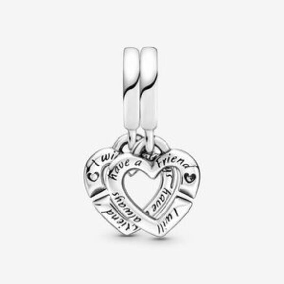Pandora Linked Sister Hearts Split Dangle Charm - Picture 3 of 3